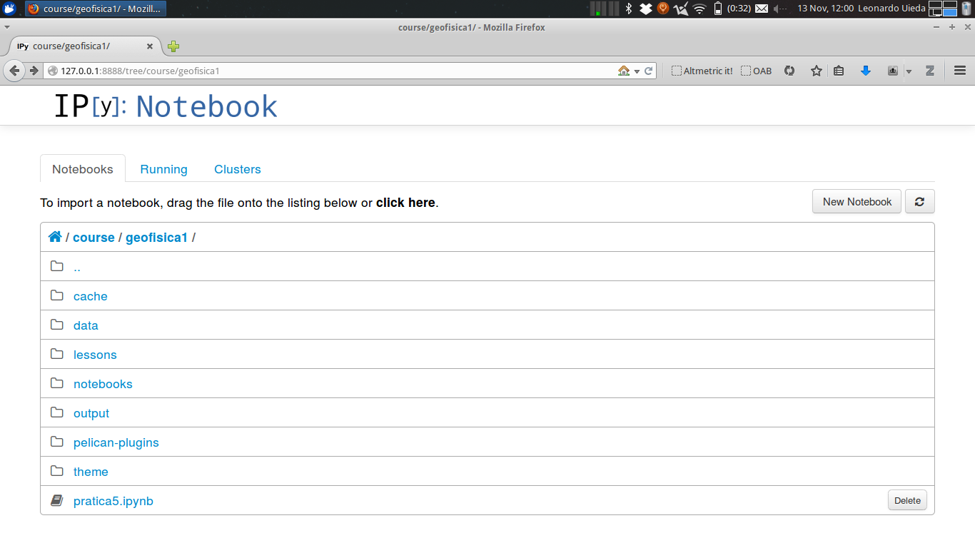 Screenshot da notebook dashboard