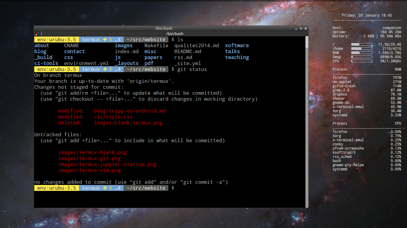 My Linux terminal to compare with termux